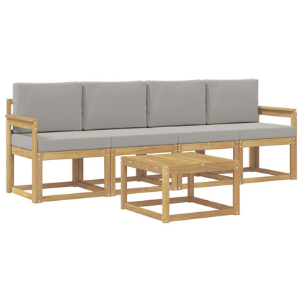 Utomhussoffset 5 pcs Vit och ljusgrå 59 x 59 x 37 cm Polyester
