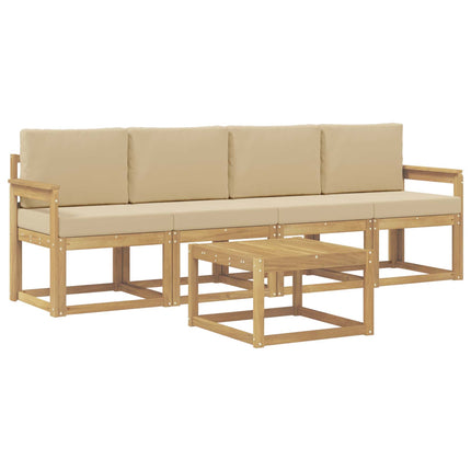 Utomhussoffset med kudde 5 pcs Vit och Beige
