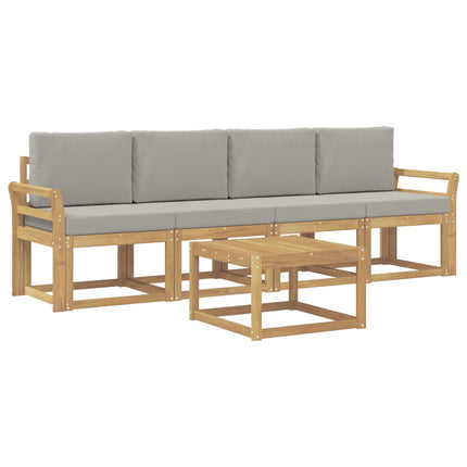 Utomhussoffset 5 pcs Vit och ljusgrå 59 x 59 x 37 cm Polyester