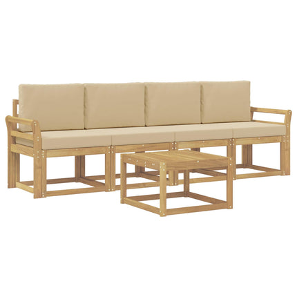 Utomhussoffset med kudde 5 pcs Vit och Beige