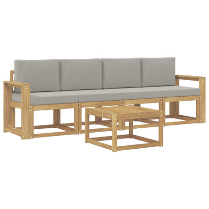 Utomhussoffset 5 pcs Vit och ljusgrå 59 x 59 x 37 cm Polyester