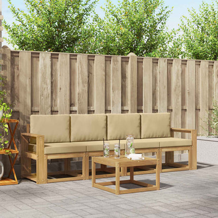Utomhussoffset med kudde 5 pcs Vit och Beige