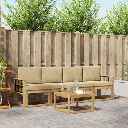 Utomhussoffset med kudde 5 pcs Vit och Beige