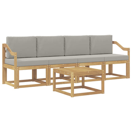 Utomhussoffset 5 pcs Vit och ljusgrå 59 x 59 x 37 cm Polyester