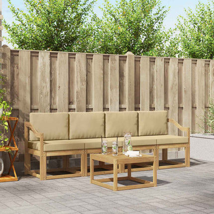 Utomhussoffset med kudde 5 pcs Vit och Beige