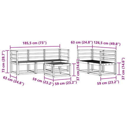 Utomhussoffset 6 pcs Vit 59 x 59 x 37 cm Massivt Akaciaträ