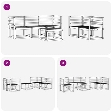 Utomhussoffset 6 pcs Vit 59 x 59 x 37 cm Massivt Akaciaträ