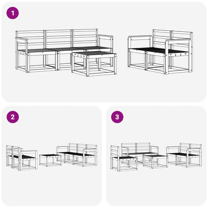 Utomhussoffset 6 pcs Vit 59 x 59 x 37 cm Massivt Akaciaträ