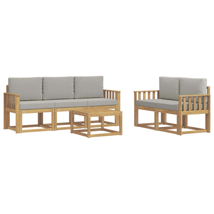Utomhussoffset 6 pcs Vit och ljusgrå 59 x 59 x 37 cm Polyester