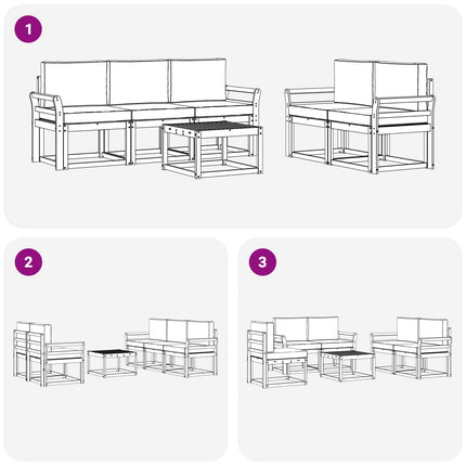 Utomhussoffset 6 pcs Vit 59 x 59 x 37 cm Massivt Akaciaträ