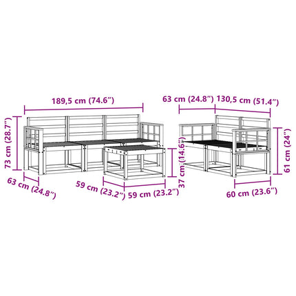 Utomhussoffset 6 pcs Vit 59 x 59 x 37 cm Massivt Akaciaträ