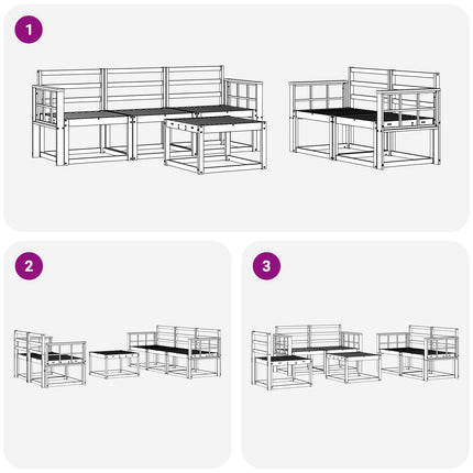 Utomhussoffset 6 pcs Vit 59 x 59 x 37 cm Massivt Akaciaträ