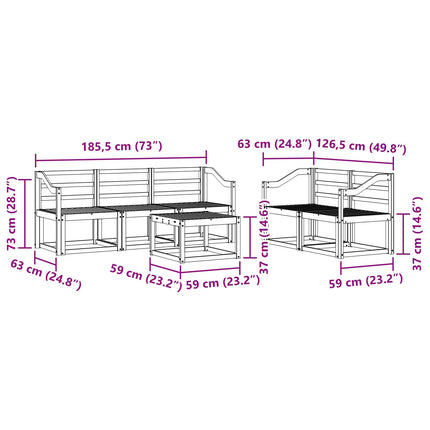 Utomhussoffset 6 pcs Vit 59 x 59 x 37 cm Massivt Akaciaträ