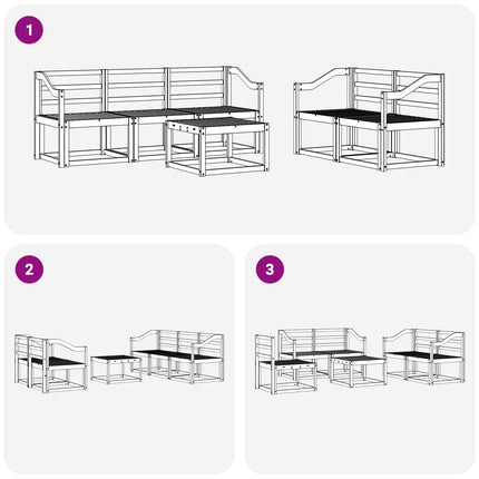 Utomhussoffset 6 pcs Vit 59 x 59 x 37 cm Massivt Akaciaträ