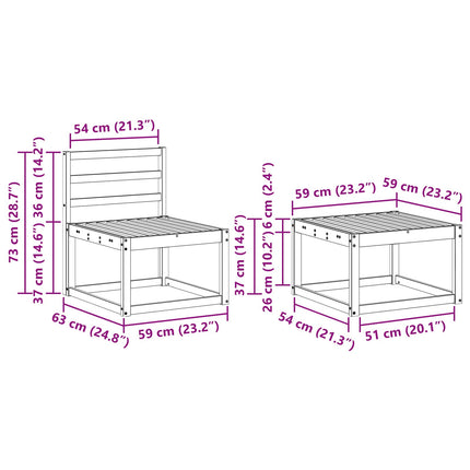 Utomhussoffset 7 pcs Vit 59 x 59 x 37 cm Massivt Akaciaträ
