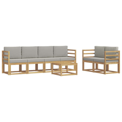 Utomhussoffset 7 pcs Vit och ljusgrå 59 x 59 x 37 cm Polyester