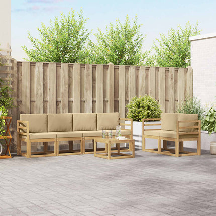 Utomhussoffset med kudde 7 pcs Vit och Beige