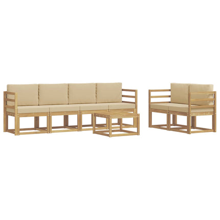 Utomhussoffset med kudde 7 pcs Vit och Beige