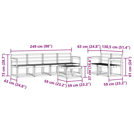 Utomhussoffset 7 pcs Vit 59 x 59 x 37 cm Massivt Akaciaträ