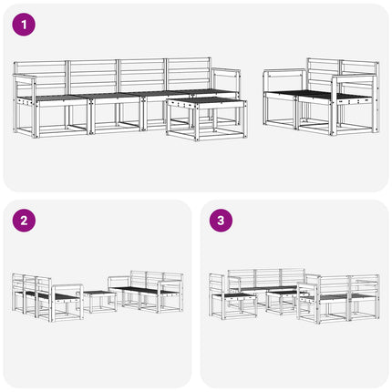 Utomhussoffset 7 pcs Vit 59 x 59 x 37 cm Massivt Akaciaträ
