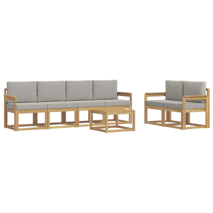 Utomhussoffset 7 pcs Vit och ljusgrå 59 x 59 x 37 cm Polyester