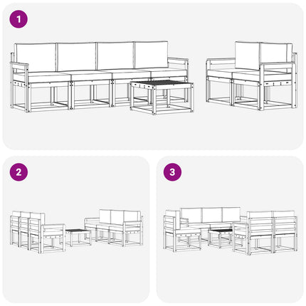 Utomhussoffset med kudde 7 pcs Vit och Beige