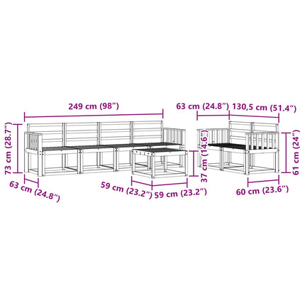 Utomhussoffset 7 pcs Vit 59 x 59 x 37 cm Massivt Akaciaträ