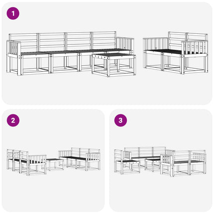Utomhussoffset 7 pcs Vit 59 x 59 x 37 cm Massivt Akaciaträ