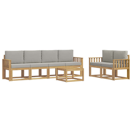 Utomhussoffset 7 pcs Vit och ljusgrå 59 x 59 x 37 cm Polyester