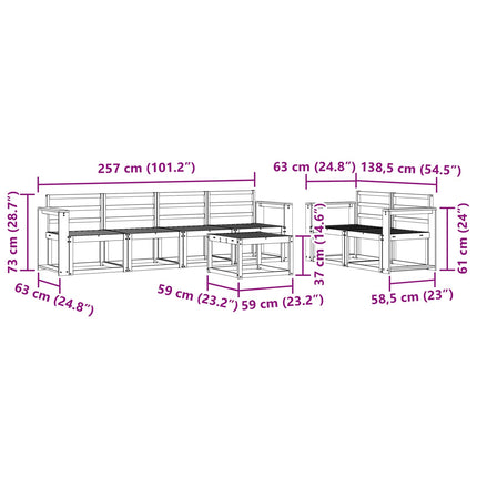Utomhussoffset 7 pcs Vit 59 x 59 x 37 cm Massivt Akaciaträ