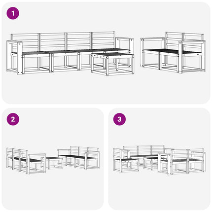 Utomhussoffset 7 pcs Vit 59 x 59 x 37 cm Massivt Akaciaträ