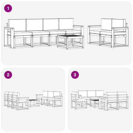 Utomhussoffset 7 pcs Vit och ljusgrå 59 x 59 x 37 cm Polyester