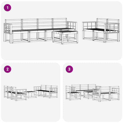 Utomhussoffset 7 pcs Vit 59 x 59 x 37 cm Massivt Akaciaträ