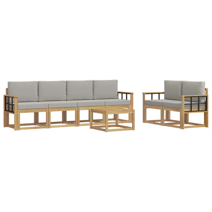 Utomhussoffset 7 pcs Vit och ljusgrå 59 x 59 x 37 cm Polyester