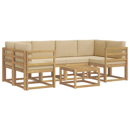 Utomhussoffset med kudde 7 pcs Vit och Beige
