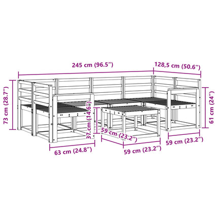 Utomhussoffset 7 pcs Vit 59 x 59 x 37 cm Massivt Akaciaträ