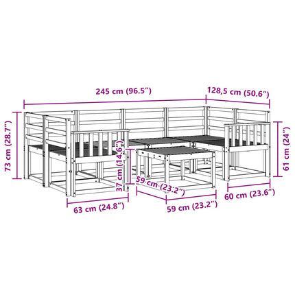 Utomhussoffset 7 pcs Vit 59 x 59 x 37 cm Massivt Akaciaträ