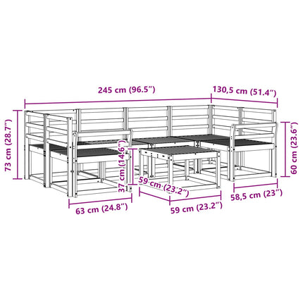 Utomhussoffset 7 pcs Vit 59 x 59 x 37 cm Massivt Akaciaträ