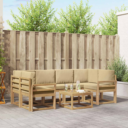 Utomhussoffset med kudde 7 pcs Vit och Beige