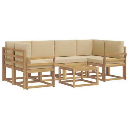 Utomhussoffset med kudde 7 pcs Vit och Beige