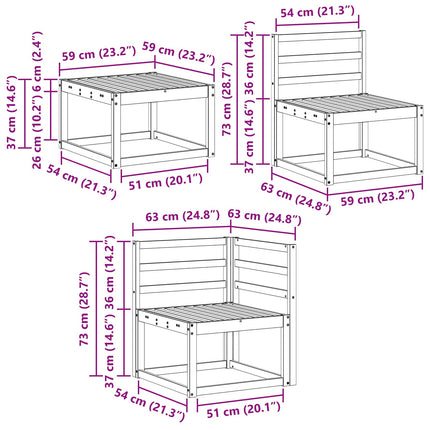 Utomhussoffset 7 pcs Vit 59 x 59 x 37 cm Massivt Akaciaträ