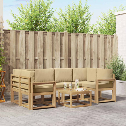 Utomhussoffset med kudde 7 pcs Vit och Beige