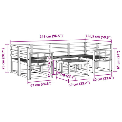 Utomhussoffset 7 pcs Vit 59 x 59 x 37 cm Massivt Akaciaträ