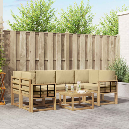 Utomhussoffset med kudde 7 pcs Vit och Beige