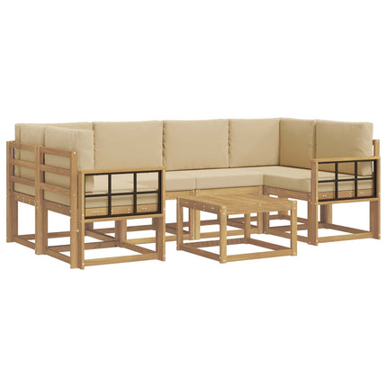 Utomhussoffset med kudde 7 pcs Vit och Beige