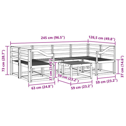 Utomhussoffset 7 pcs Vit 59 x 59 x 37 cm Massivt Akaciaträ