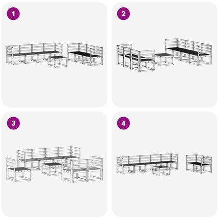 Utomhussoffset 8 pcs Vit 59 x 59 x 37 cm Massivt Akaciaträ