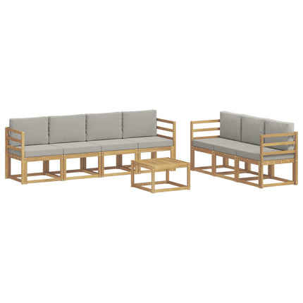 Utomhussoffset 8 pcs Vit och ljusgrå 59 x 59 x 37 cm Polyester