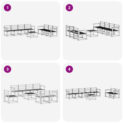 Utomhussoffset 8 pcs Vit 59 x 59 x 37 cm Massivt Akaciaträ