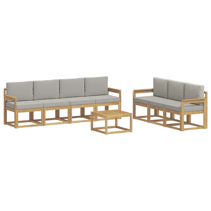 Utomhussoffset 8 pcs Vit och ljusgrå 59 x 59 x 37 cm Polyester